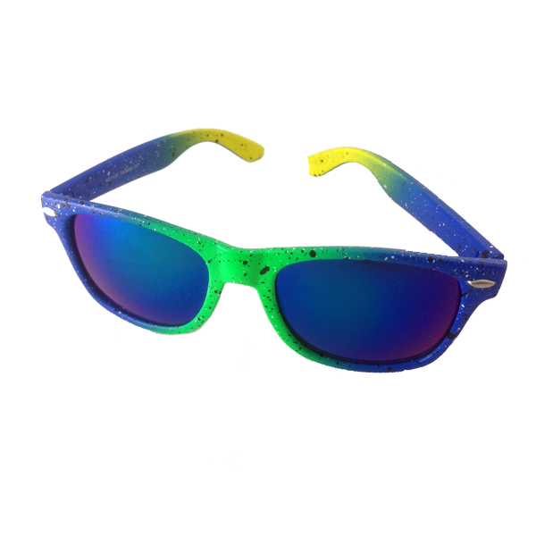 Wayfarer-Sonnenbrille im 80er-Neon-Look.