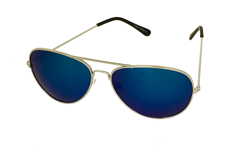 Silberne Flieger-Brille mit bunten Spiegelgläsern