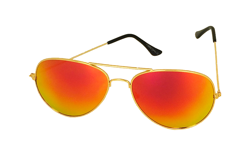 Goldene Flieger-Brille mit organge-gelben Spiegelgläsern