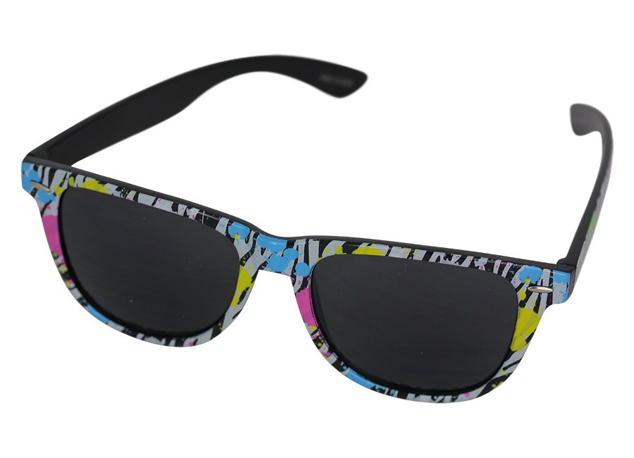 Schwarze Sonnenbrille, Tiermusterung, bunt