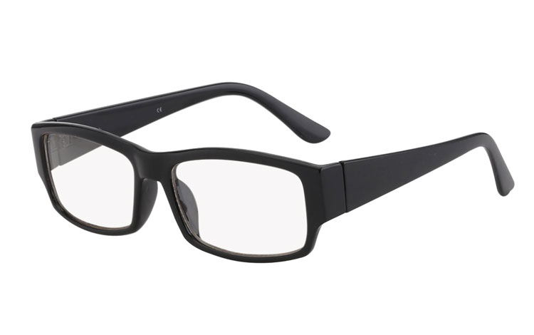 Schwarze Brille mit Fensterglas