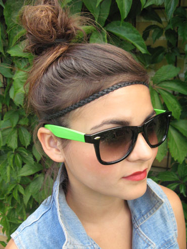 Wayfarer, schwarz und neongrÃ¼n - sunlooper.ch - billede 2
