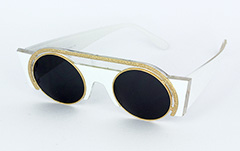 Weiße, exklusive und ausgefallene Sonnenbrille - Design nr. 1043
