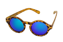 Runde Modesonnenbrille, helles Schildkröten-Design, verspiegelte Gläser - Design nr. 1124