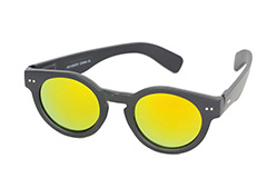 Mattschwarze runde Sonnenbrille mit verspiegelten Gläsern - Design nr. 1129