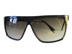 Sonnenbrille, schwarze Kante, seitlich Blumenmuster - Design nr. 517