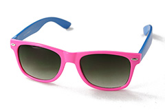 Wayfarer-Sonnenbrille, rosafarben mit blauen Bügeln - Design nr. 897
