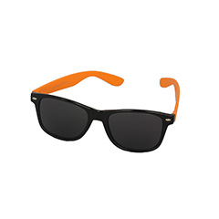 Schwarze Sonnenbrille mit orangen Bügeln, Wayfarer-Design - Design nr. 970